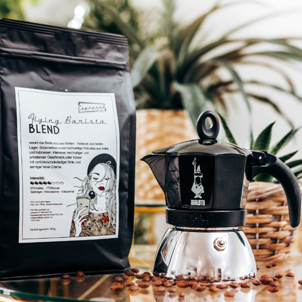 MOKA INDUKTION 3 CUPS BLACK 500G GROUND FLYING BARISTA BLEND